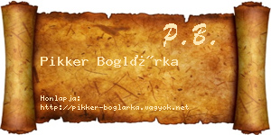 Pikker Boglárka névjegykártya